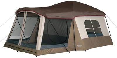 Wenzel Klondike 16 X 11-Feet Eight-Person Family Cabin Dome Tent (Light Grey/Taupe/Red)
